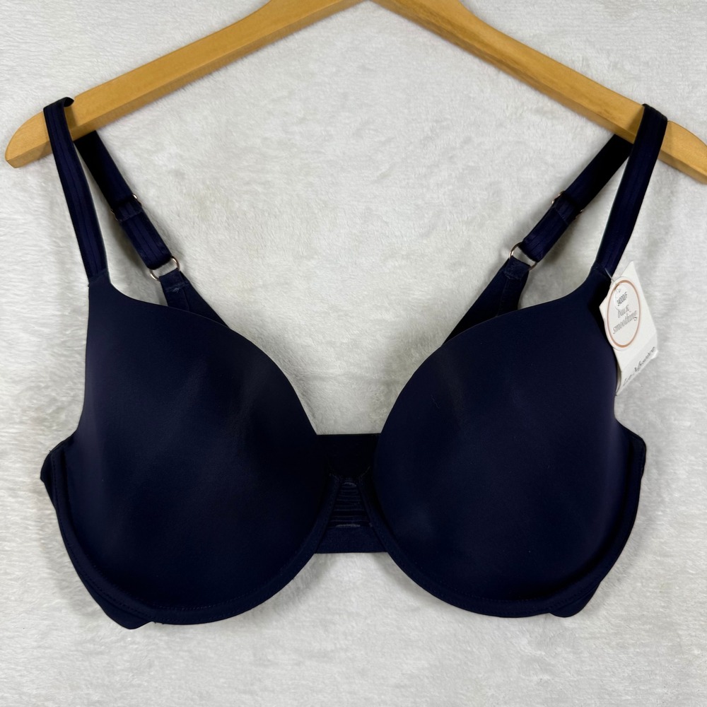Le Mystere Second Skin Back Smoother T-Shirt Bra 34DDD/F Evening Blue 5221 NEW